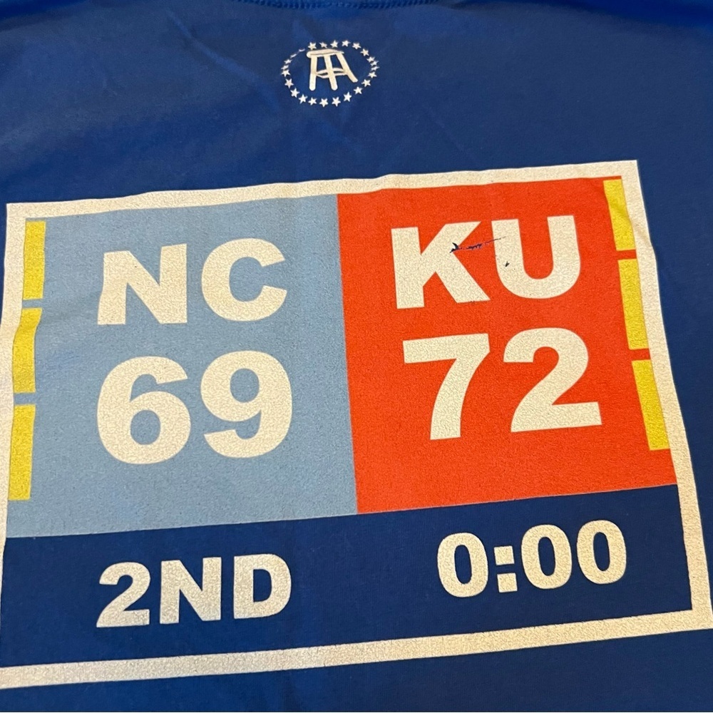 Kansas Jayhawks Barstool 2022 National‎ Championship Shirt Color Blue Size XXL - Picture 4 of 4
